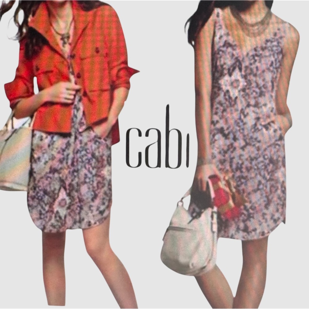 CAbi 5049 Fresco Slip Pullover Sleeveless Floral Print Mini Dress Sz S